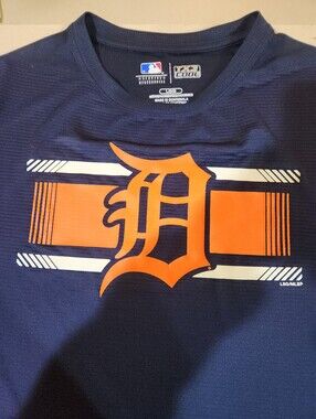Majestic Navy Tee with Orange Detroit D Logo